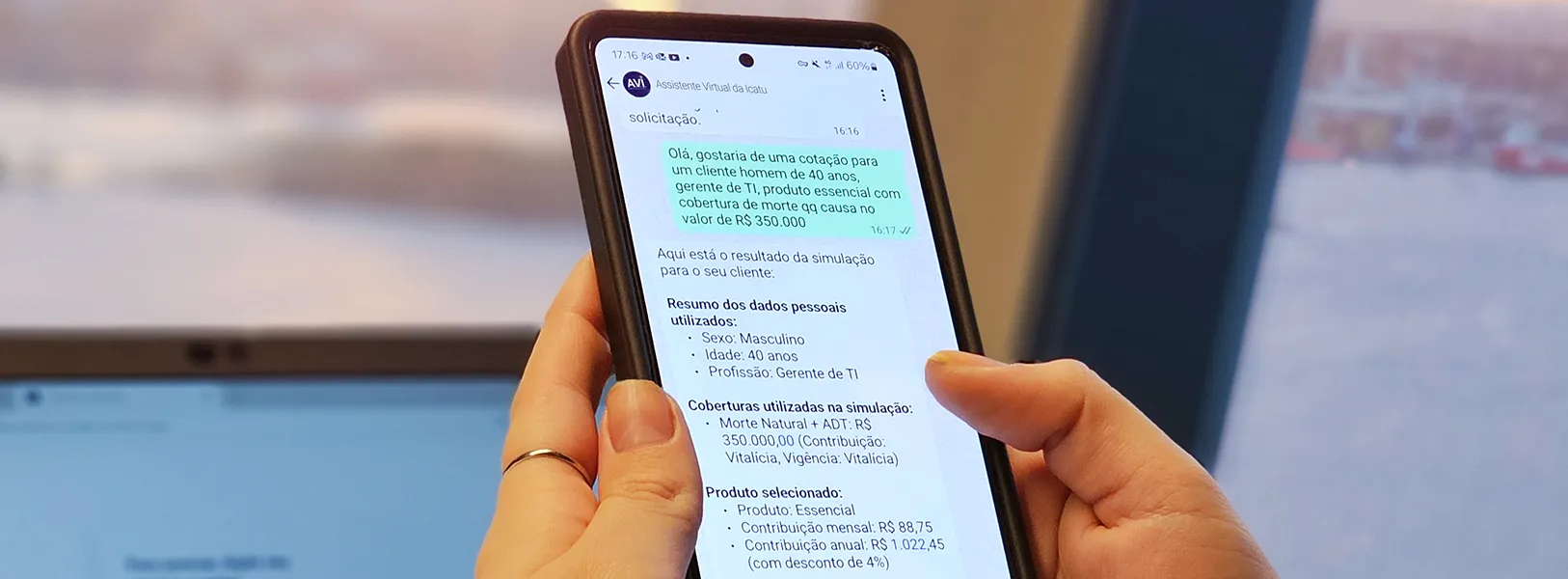 corretor usando a AVI no whatsApp para a gestão de carteira