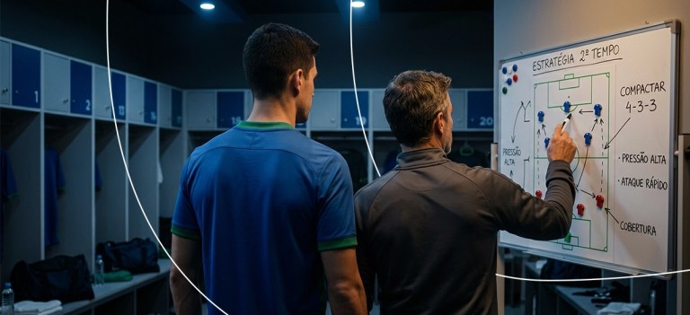 pai e filho se organizando e estabelecendo metas no quadro