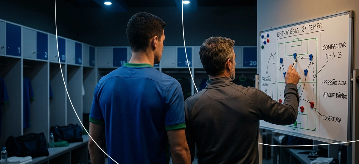 pai e filho se organizando e estabelecendo metas no quadro